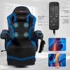 imageGoplus Massage Gaming Chair Racing Style Gaming Recliner wAdjustable Backrest and Footrest Ergonomic High Back PU Leather Computer Office Chair Swivel Game Chair wCup Holder and Side PouchBlue
