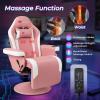 imageGoplus Massage Gaming Chair Racing Style Gaming Recliner wAdjustable Backrest and Footrest Ergonomic High Back PU Leather Computer Office Chair Swivel Game Chair wCup Holder and Side PouchPink