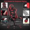 imageGoplus Massage Gaming Chair Reclining Backrest Handrails and Seat Height Adjustment Racing Computer Office Chair High Back Ergonomic PU Leather Swivel PC Game Chair with FootrestRed