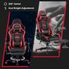 imageGoplus Massage Gaming Chair Reclining Backrest Handrails and Seat Height Adjustment Racing Computer Office Chair High Back Ergonomic PU Leather Swivel PC Game Chair with FootrestRed