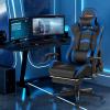 imageGoplus Massage Gaming Chair Reclining Backrest Handrails and Seat Height Adjustment Racing Computer Office Chair High Back Ergonomic PU Leather Swivel PC Game Chair with FootrestBlue