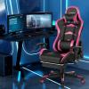imageGoplus Massage Gaming Chair Reclining Backrest Handrails and Seat Height Adjustment Racing Computer Office Chair High Back Ergonomic PU Leather Swivel PC Game Chair with FootrestPink