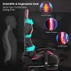 imageGoplus Massage Gaming Chair Reclining Backrest Handrails and Seat Height Adjustment Racing Computer Office Chair High Back Ergonomic PU Leather Swivel PC Game Chair with FootrestPink