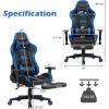 imageGoplus Massage Gaming Chair Reclining Backrest Handrails and Seat Height Adjustment Racing Computer Office Chair High Back Ergonomic PU Leather Swivel PC Game Chair with FootrestBlue