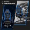 imageGoplus Massage Gaming Chair Reclining Backrest Handrails and Seat Height Adjustment Racing Computer Office Chair High Back Ergonomic PU Leather Swivel PC Game Chair with FootrestBlue