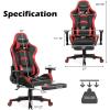 imageGoplus Massage Gaming Chair Reclining Backrest Handrails and Seat Height Adjustment Racing Computer Office Chair High Back Ergonomic PU Leather Swivel PC Game Chair with FootrestRed