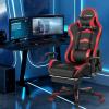 imageGoplus Massage Gaming Chair Reclining Backrest Handrails and Seat Height Adjustment Racing Computer Office Chair High Back Ergonomic PU Leather Swivel PC Game Chair with FootrestRed