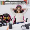 imageGoplus Massage Gaming Chair Reclining Backrest Handrails and Seat Height Adjustment Racing Computer Office Chair High Back Ergonomic PU Leather Swivel PC Game Chair with FootrestPink