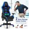 imageGoplus Massage Gaming Chair with LED Light Reclining Backrest Handrails and Seat Height Adjustment Racing Computer Office Chair with Footrest Ergonomic High Back PU Swivel Game Chair