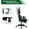 imageGoplus Massage Gaming Chair with LED Light Reclining Backrest Handrails and Seat Height Adjustment Racing Computer Office Chair with Footrest Ergonomic High Back PU Swivel Game Chair Green
