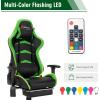 imageGoplus Massage Gaming Chair with LED Light Reclining Backrest Handrails and Seat Height Adjustment Racing Computer Office Chair with Footrest Ergonomic High Back PU Swivel Game Chair Green