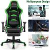imageGoplus Massage Gaming Chair with LED Light Reclining Backrest Handrails and Seat Height Adjustment Racing Computer Office Chair with Footrest Ergonomic High Back PU Swivel Game Chair Green