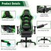 imageGoplus Massage Gaming Chair with LED Light Reclining Backrest Handrails and Seat Height Adjustment Racing Computer Office Chair with Footrest Ergonomic High Back PU Swivel Game Chair Green