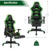 imageGoplus Massage Gaming Chair with LED Light Reclining Backrest Handrails and Seat Height Adjustment Racing Computer Office Chair with Footrest Ergonomic High Back PU Swivel Game Chair Green