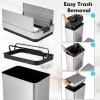 imageGoplus Slim Kitchen Trash Can 132 Gallon Motion Sensor Garbage Bin with Wing Lids AntiFingerprint Touchless Waste Bin with SoftClosing ampamp Stay Open Stainless Steel Garbage Can for Narrow Spaces