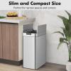 imageGoplus Slim Kitchen Trash Can 132 Gallon Motion Sensor Garbage Bin with Wing Lids AntiFingerprint Touchless Waste Bin with SoftClosing ampamp Stay Open Stainless Steel Garbage Can for Narrow Spaces