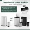 imageGoplus Step Trash Can Combo Set 106 Gal and 16 Gal Stainless Steel Waste Bin with Detachable Inner Buckets StayOpen ampamp SoftClosing Lids 2 Pack Garbage Can for Kitchen Bathroom ampamp Office
