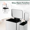 imageGoplus Step Trash Can Combo Set 106 Gal and 16 Gal Stainless Steel Waste Bin with Detachable Inner Buckets StayOpen ampamp SoftClosing Lids 2 Pack Garbage Can for Kitchen Bathroom ampamp Office
