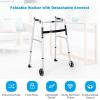 imageGoplus Walkers for Seniors Foldable Standard Walker with 5 Wheels and Removable Padded Armrests 440lbs Lightweight Walking Mobility Aid Folding Platform Walker for Elderly Handicap DisabledSilver  Black