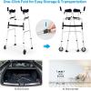 imageGoplus Walkers for Seniors Foldable Standard Walker with 5 Wheels and Removable Padded Armrests 440lbs Lightweight Walking Mobility Aid Folding Platform Walker for Elderly Handicap DisabledSilver  Black