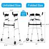 imageGoplus Walkers for Seniors Foldable Standard Walker with 5 Wheels and Removable Padded Armrests 440lbs Lightweight Walking Mobility Aid Folding Platform Walker for Elderly Handicap DisabledSilver  Black