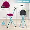 imageGoplus Walking Cane with Seat Heavy Duty Aluminum Alloy Crutch Chair with LED Light and Retractable 3 Legs Portable AntiSlip Seat Cane Lightweight Walking Stick for Seniors ElderlyBlack