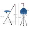imageGoplus Walking Cane with Seat Heavy Duty Aluminum Alloy Crutch Chair with LED Light and Retractable 3 Legs Portable AntiSlip Seat Cane Lightweight Walking Stick for Seniors ElderlyBlue