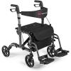 imageGOPLUS 2 in 1 Rollator Walkers for Seniors Folding Rollator Walker with Seat 8inch Wheel Medical Drive Walker Wheelchair Combo with Backrest Adjustable Handle for Adults Aluminium FrameBlack