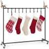 imageGoplus 10Hook Christmas Stocking Holder Stand on Wheels Heavy Duty Freestanding Rack with 6 Removable Christmas TreeReindeerSnowflake Toppers Metal Stocking Hanger for Floor Home Holiday Decor