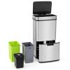 imageGoplus 19 Gal Stainless Steel Trash Can 72 L Volume in 4 Containers Motion Sensor Trash Bin wKitchen Waste Bin ampamp 2 Bottom Recycling Bins Touchless Garbage Can wSoft Close Lid Battery Operated