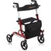 imageGoplus 2 in 1 Rollator Walkers for Seniors with Seat 8quot Wheels Medical Rolling Walker with Adjustable Handle Aluminum Folding Mobility Walking Aid for Adult ElderlyRed