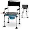 imageGoplus 4in1 Folding Bedside Commode 440lbs Commode Chair for Toilet with Arms Padded Seat Height Adjustable Bedside Toilet Shower Chair Adult Potty Chair for Seniors Elderly Disabled Bariatric