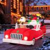 imageGoplus 77 FT Long Christmas Inflatables Lighted Xmas Inflatable Santa Claus ampamp Reindeer Driving Red Car Gift Boxes Water Bags ampamp Ground Stake Outdoor Indoor Christmas Decoration for Party Yard Lawn