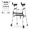 imageGoplus Folding Walker for Seniors Lightweight Standard Walker with 5 Wheels Seat and Arm Rest Pad Height Adjustable Platform Walker Standing ampamp Walking Mobility Aid for Elderly Handicap Disabled