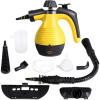 imageGoplus Handheld Pressurized Steam Cleaner with 9 Piece Accessories Multipurpose Steamer wSafety Lock for Carpet Curtain Car Seat 1050W Portable Upholstery Steamer for Home Kitchen BathroomYellowYellow