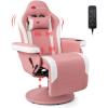 imageGoplus Massage Gaming Chair Racing Style Gaming Recliner wAdjustable Backrest and Footrest Ergonomic High Back PU Leather Computer Office Chair Swivel Game Chair wCup Holder and Side PouchPink