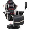imageGoplus Massage Gaming Chair Racing Style Gaming Recliner wAdjustable Backrest and Footrest Ergonomic High Back PU Leather Computer Office Chair Swivel Game Chair wCup Holder and Side PouchGrey