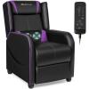 imageGoplus Massage Gaming Recliner Chair Racing Style PU Leather Single Recliner Sofa with Footrest Adjustable Modern Living Room Recliners Ergonomic Home Theater Recliner SeatPurple