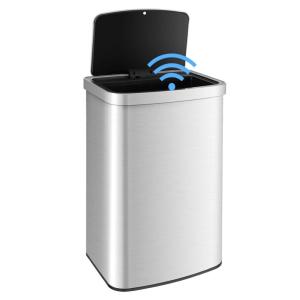 imageGoplus 13 Gallon 50 Liter Automatic Trash Can Rectangular Motion Sensor Waste Trash Bin wSoft Close Lid ampamp Deodorizer Compartment Smart Touchless Stainless Steel Garbage Can for Kitchen Office