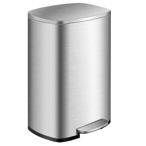 imageGoplus 132 Gallon 50 L Kitchen Trash Can AntiFingerprint Touchless Waste Bin with SoftClosing ampamp Stay Open StepOn Stainless Steel Garbage Can for Living Room Home Office132 Gallon 50 Liter