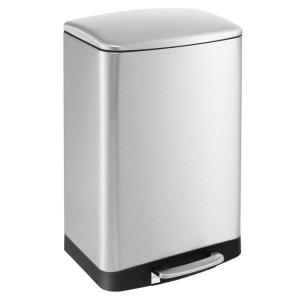 imageGoplus 132 Gallon 50 Liter Trash Can Stainless Steel Garbage Can with Lock Device ampamp Foot Pedal Stay Open Trash Bin wSoft Closing Lid HandFree Step Garbage Bin for Kitchen Home Office Silver