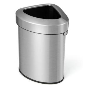 imageGoplus 16 Gallon60L Stainless Steel Corner Trash Can Triangular Rubbish Trash Bin with Lid Open Top Garbage Can wAntiSlip Bottom SpaceSaving Waste Bin for Narrow Space Kitchen Living Room