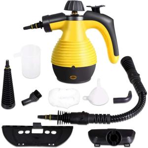 imageGoplus Handheld Pressurized Steam Cleaner with 9 Piece Accessories Multipurpose Steamer wSafety Lock for Carpet Curtain Car Seat 1050W Portable Upholstery Steamer for Home Kitchen BathroomYellowYellow