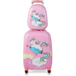imageGoplus Kids Luggage Set 12quot ampamp 18quot Kids Carry On Luggage Set Multidirectional Wheels Suitcase Large Capacity Rolling Trolley Suitcase Gift for Boys and Girls Toddlers Children TravelPink