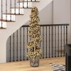imageGOPLUS 4 Ft Artificial Boxwood Spiral Topiary Tree Fake Greenery Plants Leaves ampamp CementFilled Plastic Flower Pot Decorative Trees for Porch Home Office Indoor OutdoorGolden