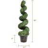 imageGOPLUS 4 Ft Artificial Boxwood Spiral Topiary Tree Fake Greenery Plants Leaves ampamp CementFilled Plastic Flower Pot Decorative Trees for Porch Home Office Indoor OutdoorGreen