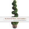 imageGOPLUS 4 Ft Artificial Boxwood Spiral Topiary Tree Fake Greenery Plants Leaves ampamp CementFilled Plastic Flower Pot Decorative Trees for Porch Home Office Indoor OutdoorGreen