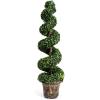 imageGOPLUS 4 Ft Artificial Boxwood Spiral Topiary Tree Fake Greenery Plants Leaves ampamp CementFilled Plastic Flower Pot Decorative Trees for Porch Home Office Indoor OutdoorGreen