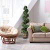 imageGOPLUS 4 Ft Artificial Boxwood Spiral Topiary Tree Fake Greenery Plants Leaves ampamp CementFilled Plastic Flower Pot Decorative Trees for Porch Home Office Indoor OutdoorGreen