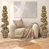 imageGOPLUS 4 Ft Artificial Boxwood Spiral Topiary Tree Fake Greenery Plants Leaves ampamp CementFilled Plastic Flower Pot Decorative Trees for Porch Home Office Indoor OutdoorGolden